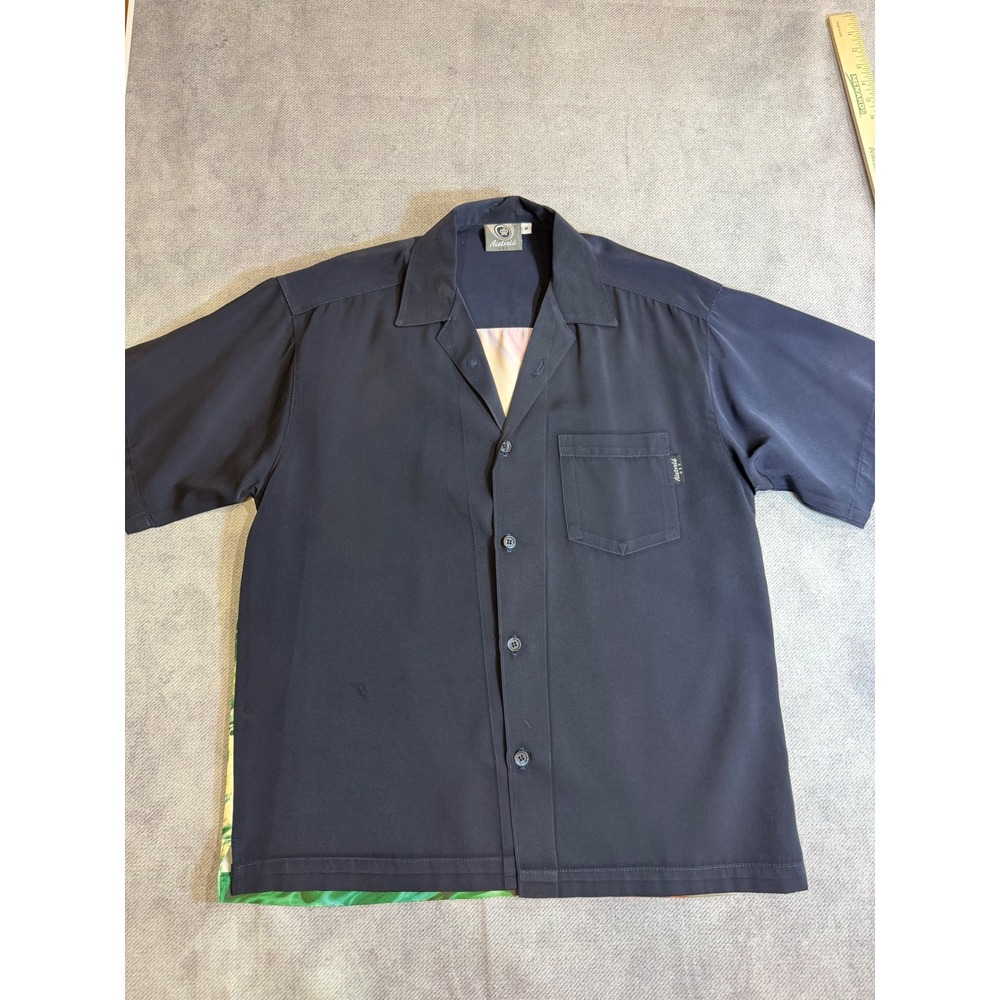 Rietveld USA Mens Navy Blue Rick Rietveld Graphic Surf Art Button Up Shirt M - Picture 2 of 5